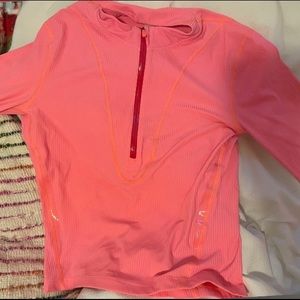 Lululemon Gloss Trim Run 1/2 Zip Long Sleeve Shirt color: Sunset, Size: 4